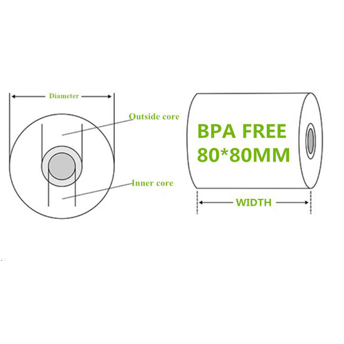 Papier de reçu sans BPA 50g 80 * 80mm